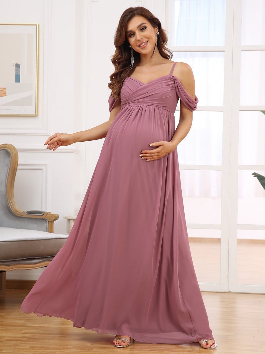 Elegant Off-Shoulder Maternity Dress
