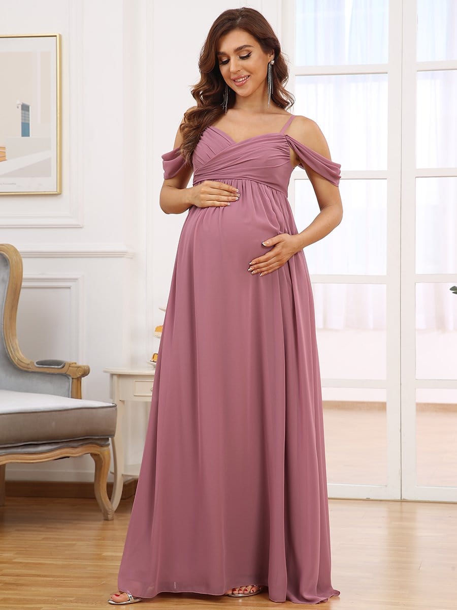 Elegant Off-Shoulder Maternity Dress