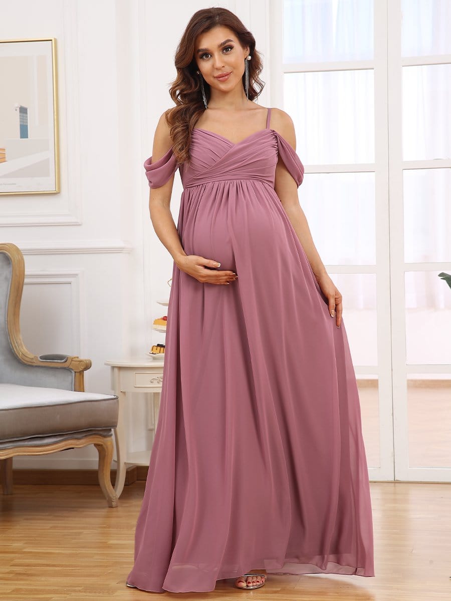 Elegant Off-Shoulder Maternity Dress