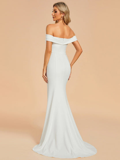 Elegant Off-Shoulder Maxi Wedding Dresses with Side Split