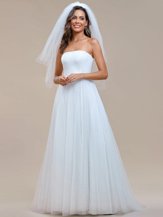 Elegant Off-Shoulder Mesh Wedding Gowns