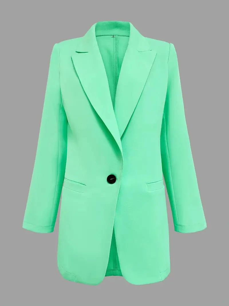 Elegant One Button Suit Jacket with Lapel, Chic Long Sleeve Office Attire for Women