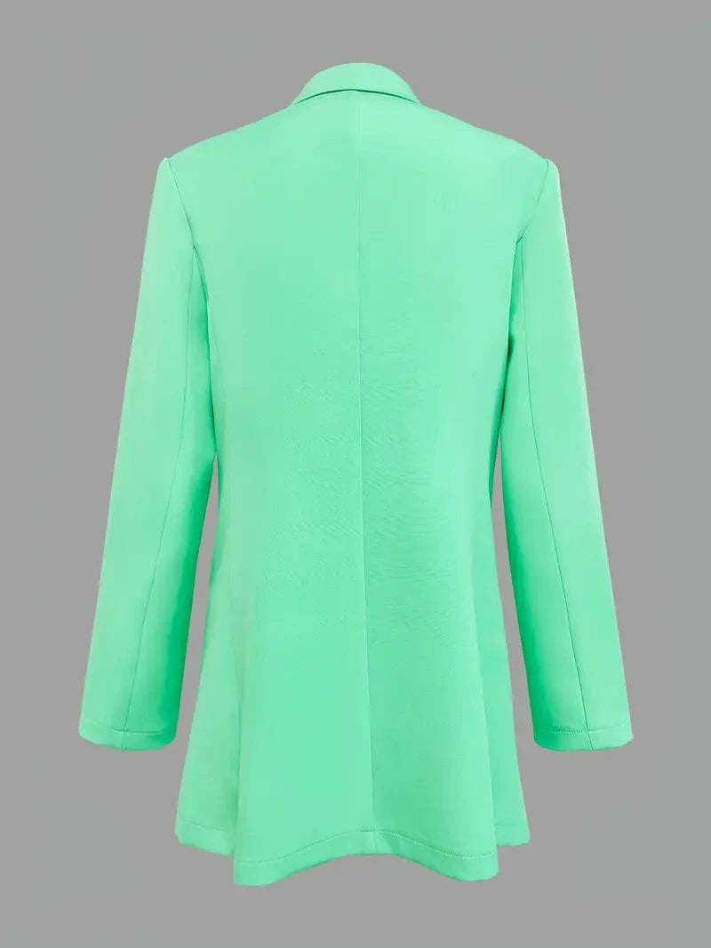 Elegant One Button Suit Jacket with Lapel, Chic Long Sleeve Office Attire for Women