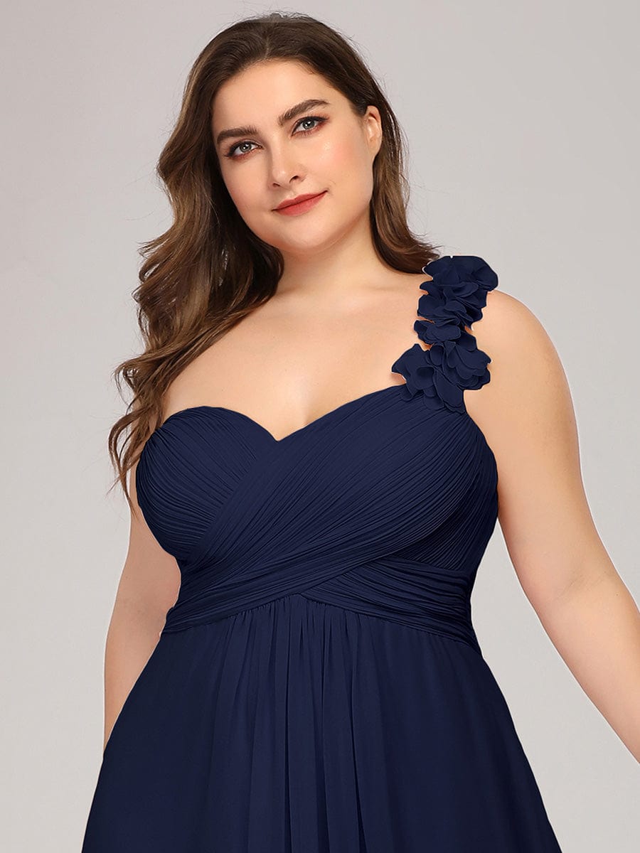 Elegant One Shoulder Chiffon Bridesmaid Gown for Plus Sizes