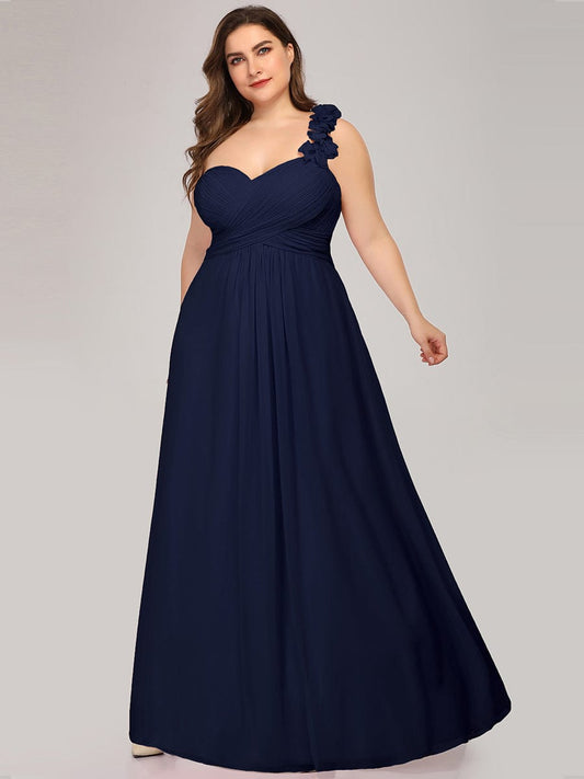 Elegant One Shoulder Chiffon Bridesmaid Gown for Plus Sizes