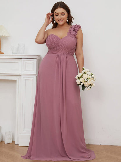 Elegant One Shoulder Chiffon Bridesmaid Gown for Plus Sizes