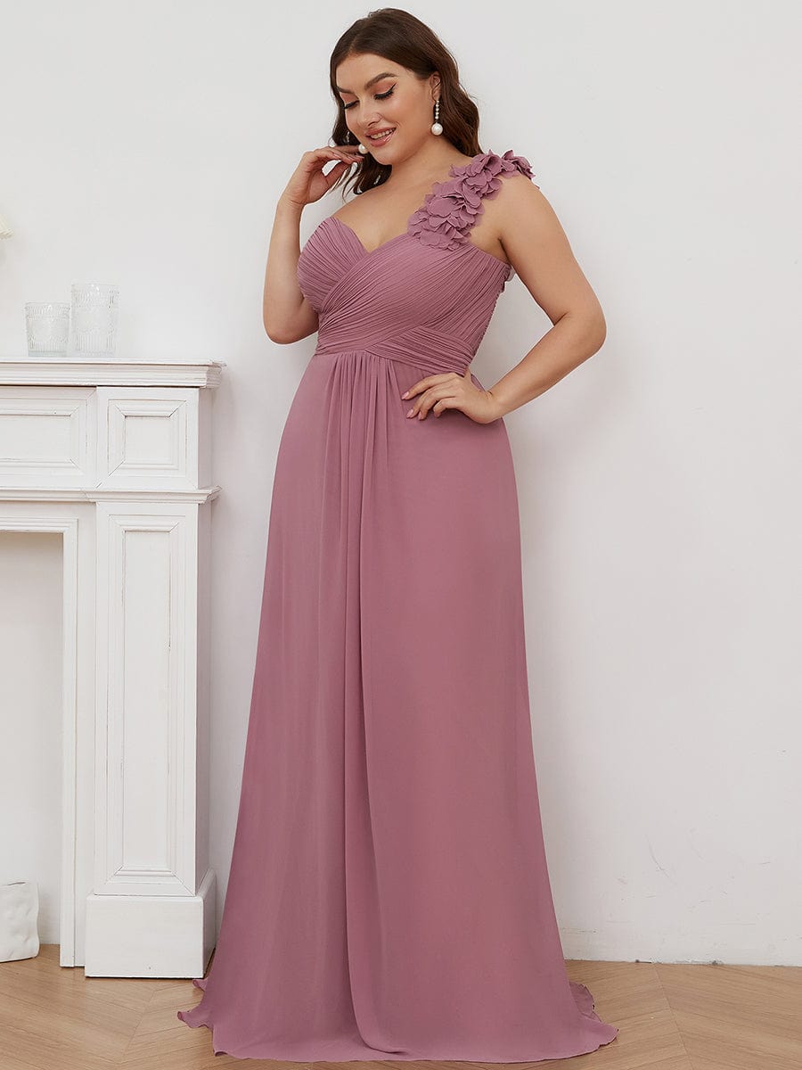 Elegant One Shoulder Chiffon Bridesmaid Gown for Plus Sizes