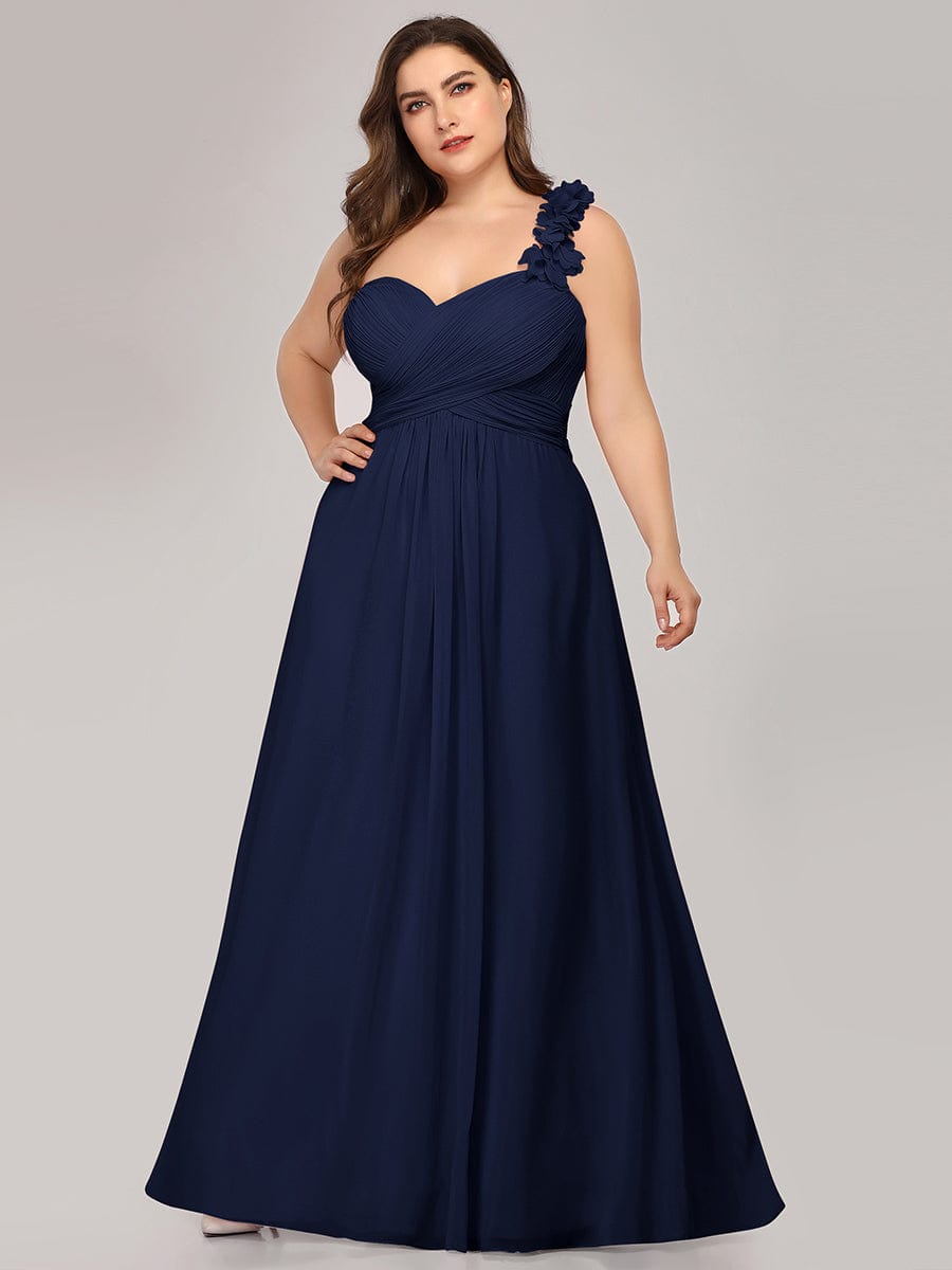Elegant One Shoulder Chiffon Bridesmaid Gown for Plus Sizes