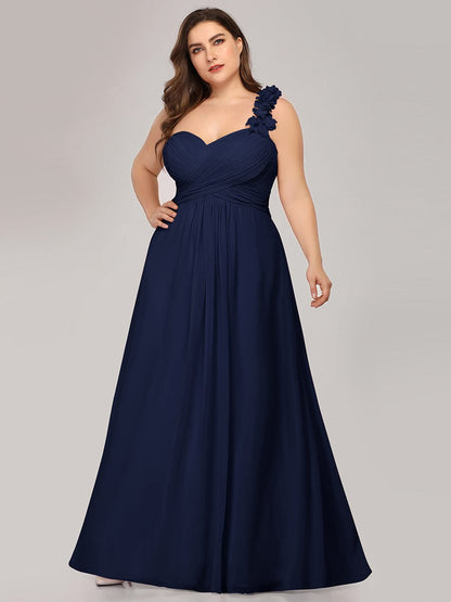 Elegant One Shoulder Chiffon Bridesmaid Gown for Plus Sizes