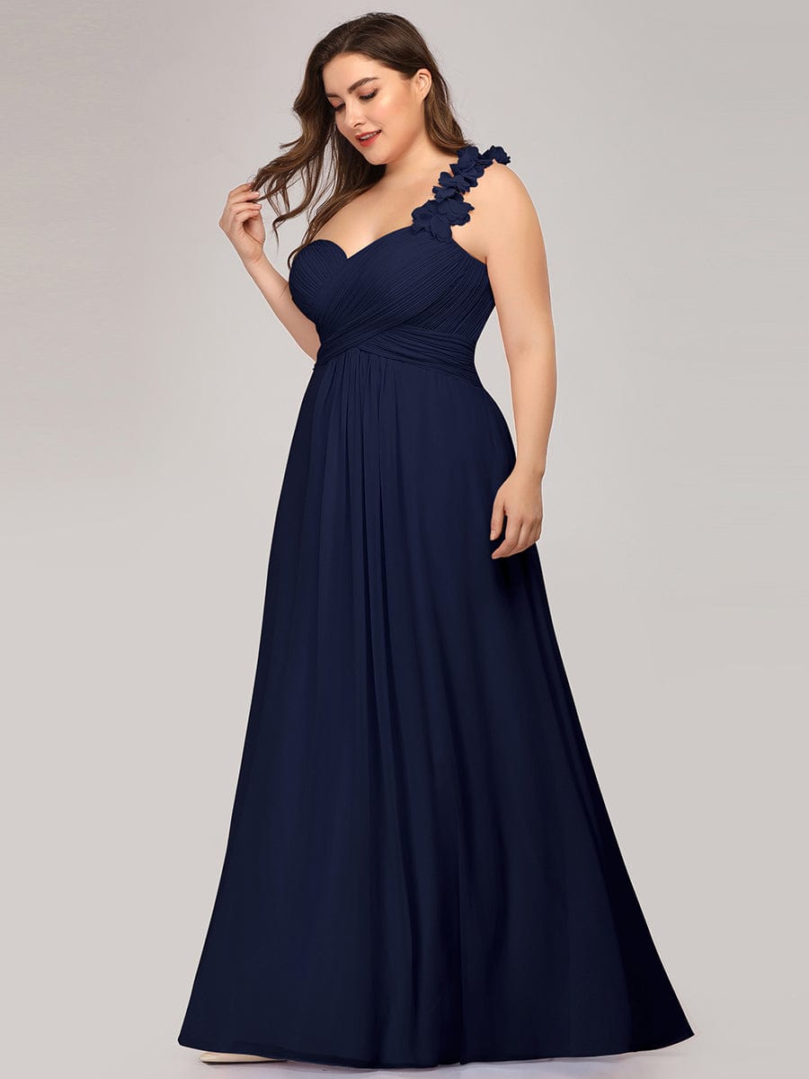 Elegant One Shoulder Chiffon Bridesmaid Gown for Plus Sizes