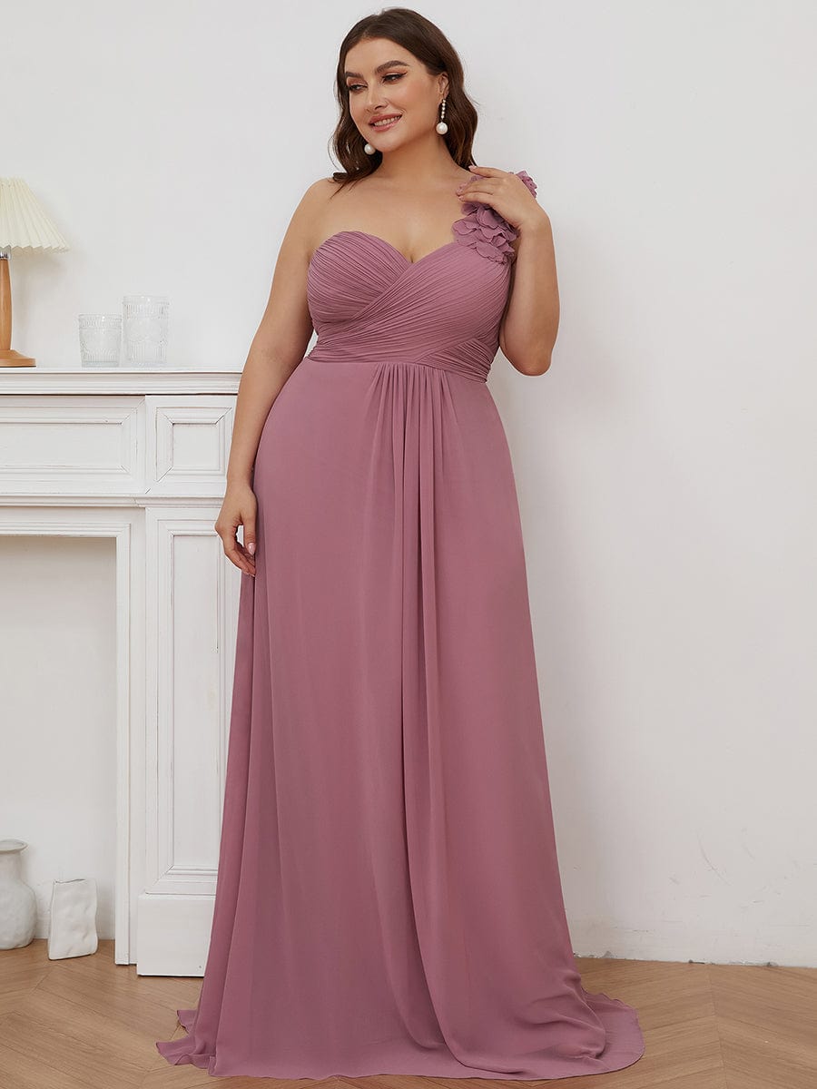 Elegant One Shoulder Chiffon Bridesmaid Gown for Plus Sizes