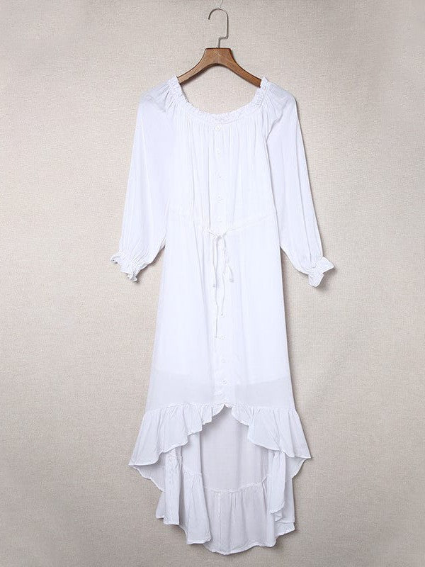 Elegant One-Shoulder Slimming Long Dress with Pleated Skirt