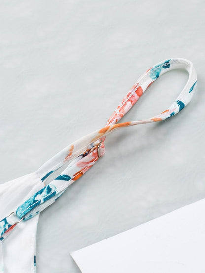 Elegant Orange Floral Wide Leg Jumpsuit with Spaghetti Straps