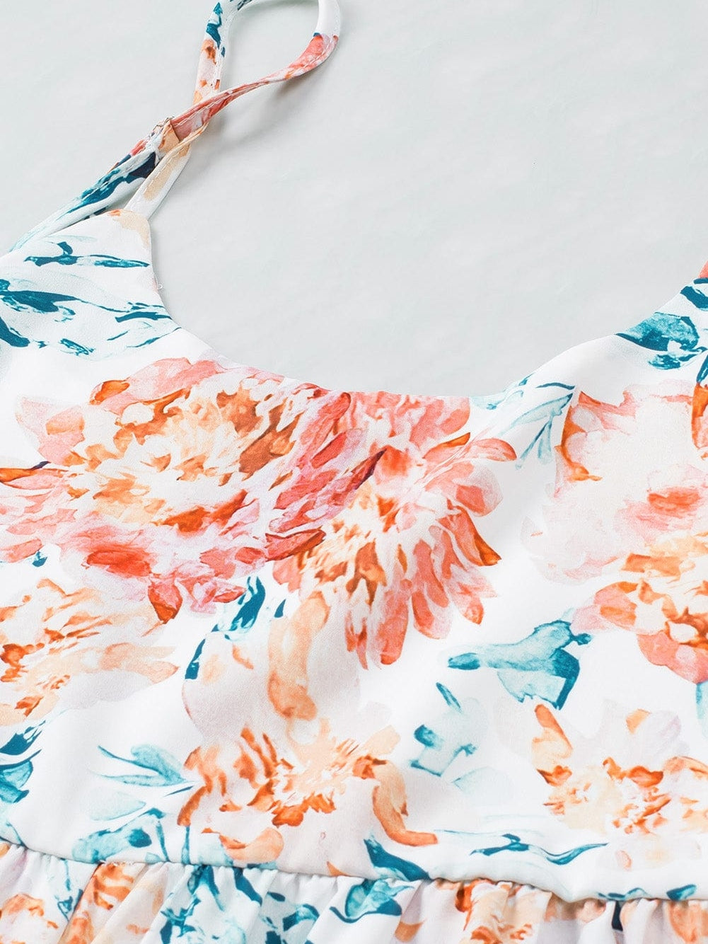 Elegant Orange Floral Wide Leg Jumpsuit with Spaghetti Straps