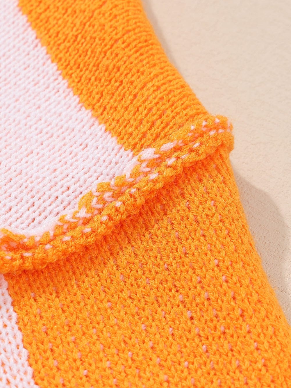 Elegant Orange Plaid Bishop Sleeve Sweater