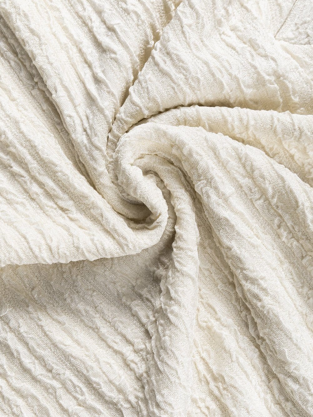 Elegant Pale Khaki Textured V Neck T-shirt with Wide Sleeves