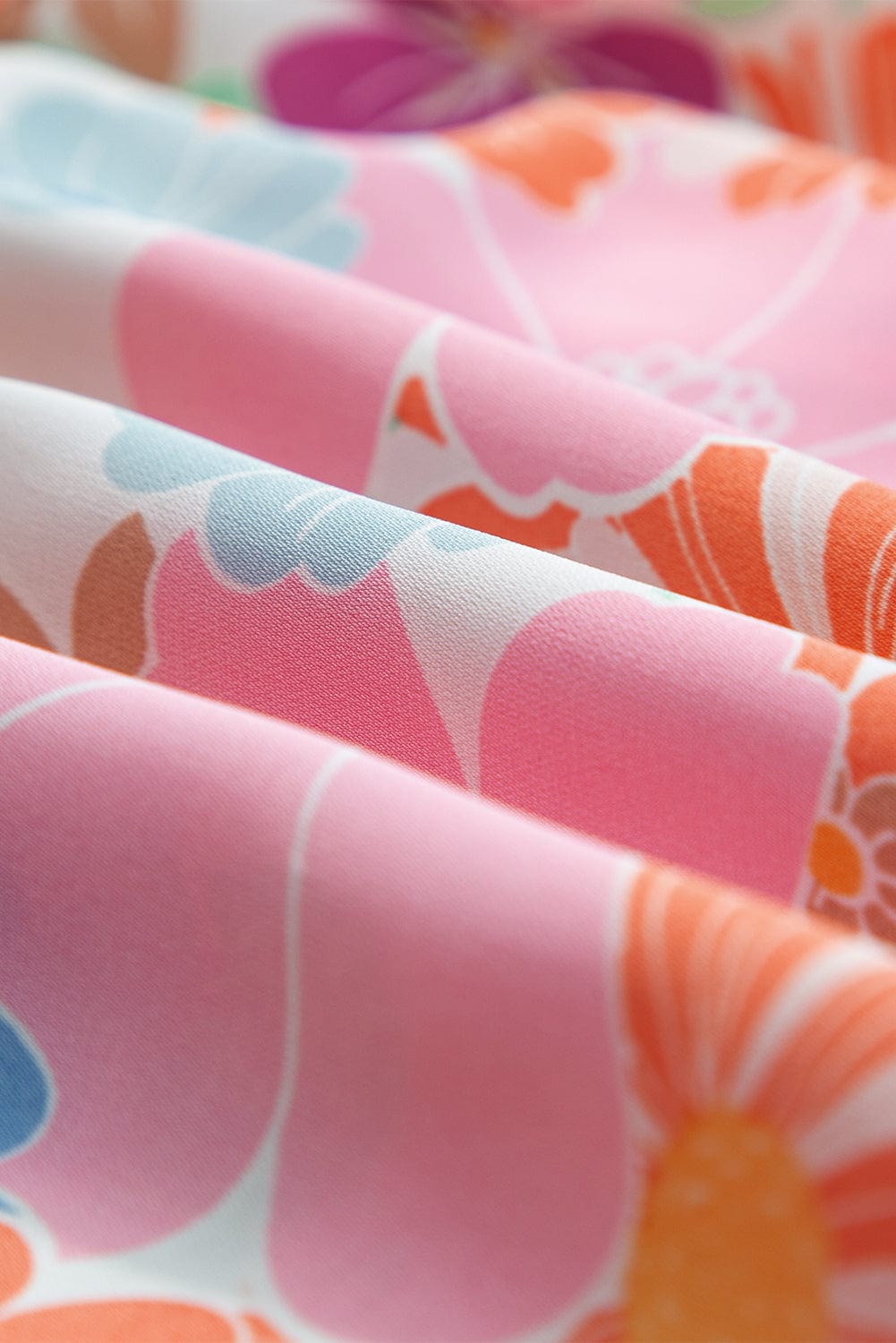 Elegant Pink Floral Babydoll Blouse with Puff Sleeves