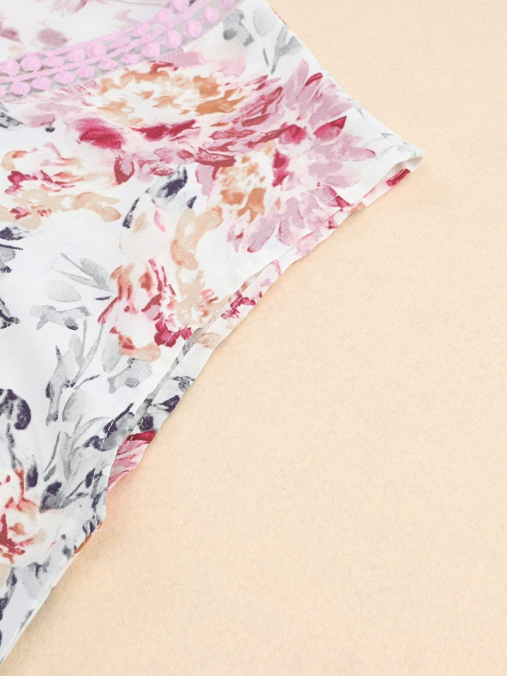 Elegant Pink Floral Lace Accent Sleeveless Top