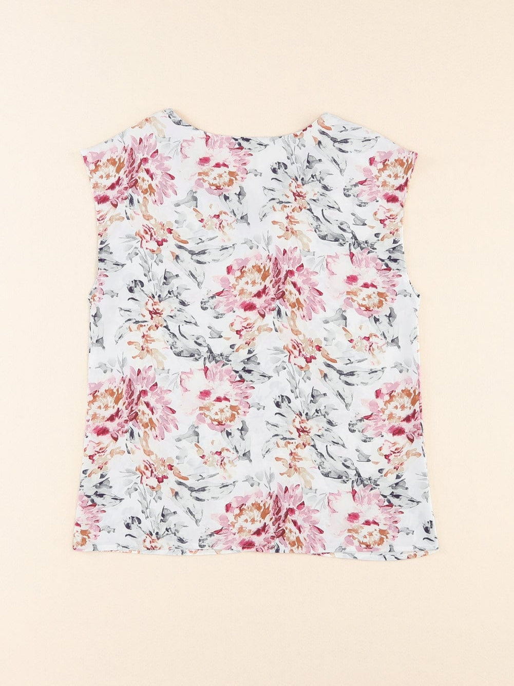 Elegant Pink Floral Lace Accent Sleeveless Top