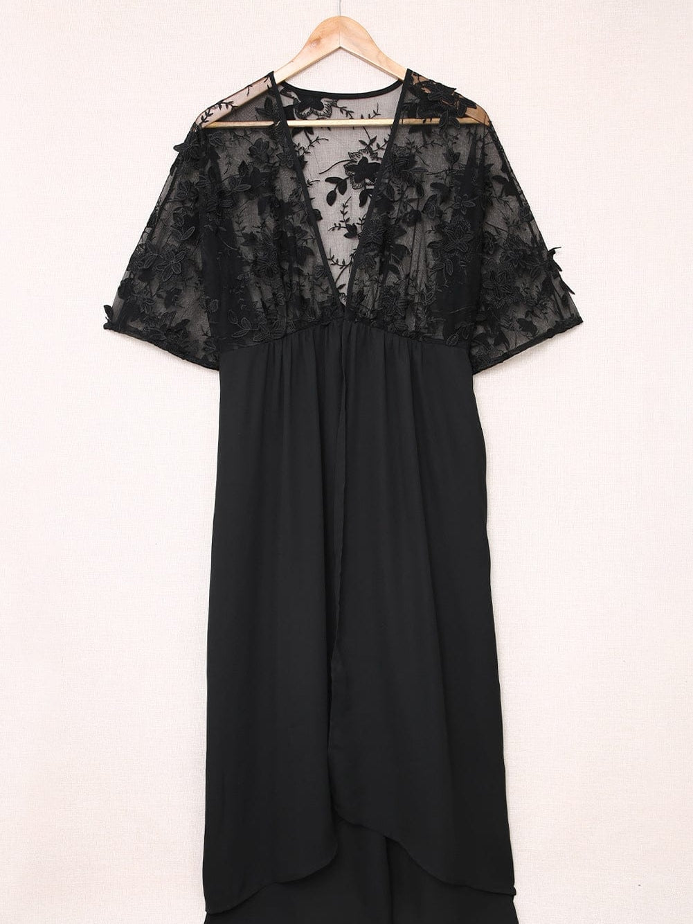 Elegant Pink Floral Lace Kimono Cover-Up