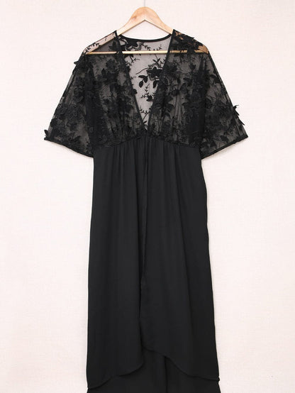 Elegant Pink Floral Lace Kimono Cover-Up