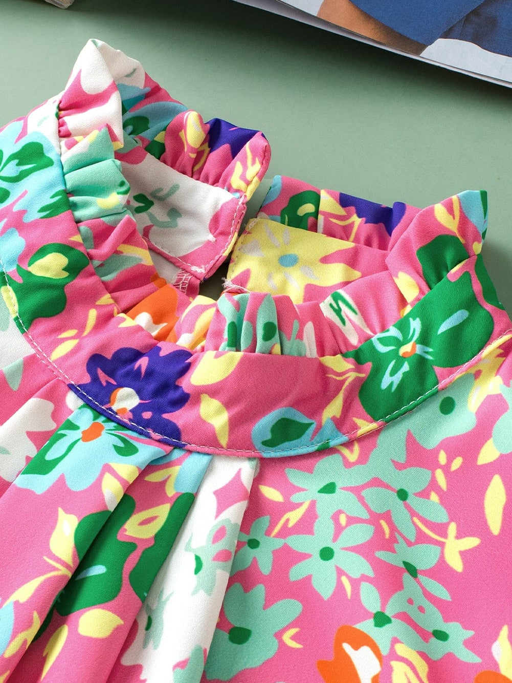 Elegant Pink Floral Ruffle Tank Top