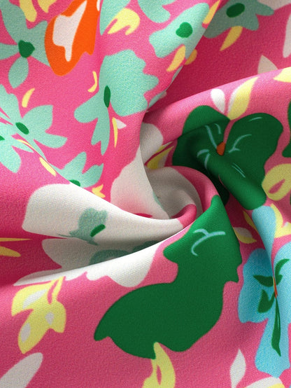 Elegant Pink Floral Ruffle Tank Top