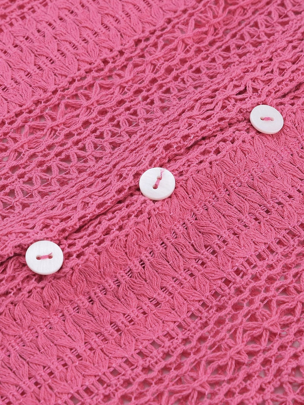 Elegant Pink Lace V-Neck Button-Up Blouse