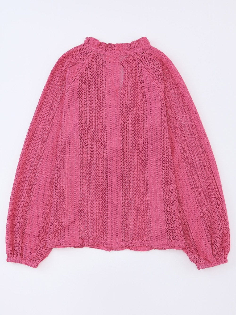 Elegant Pink Lace V-Neck Button-Up Blouse