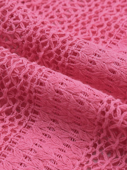 Elegant Pink Lace V-Neck Button-Up Blouse