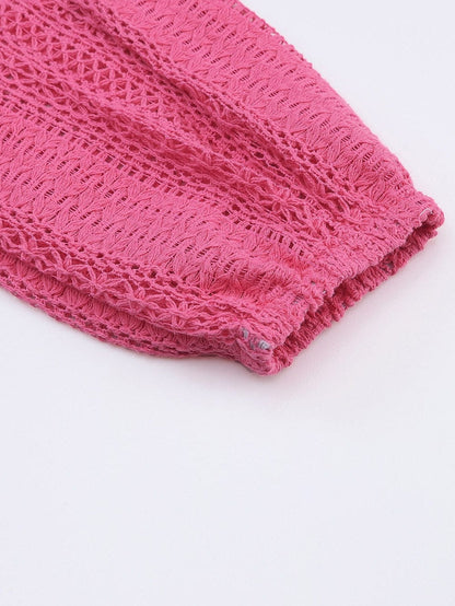 Elegant Pink Lace V-Neck Button-Up Blouse