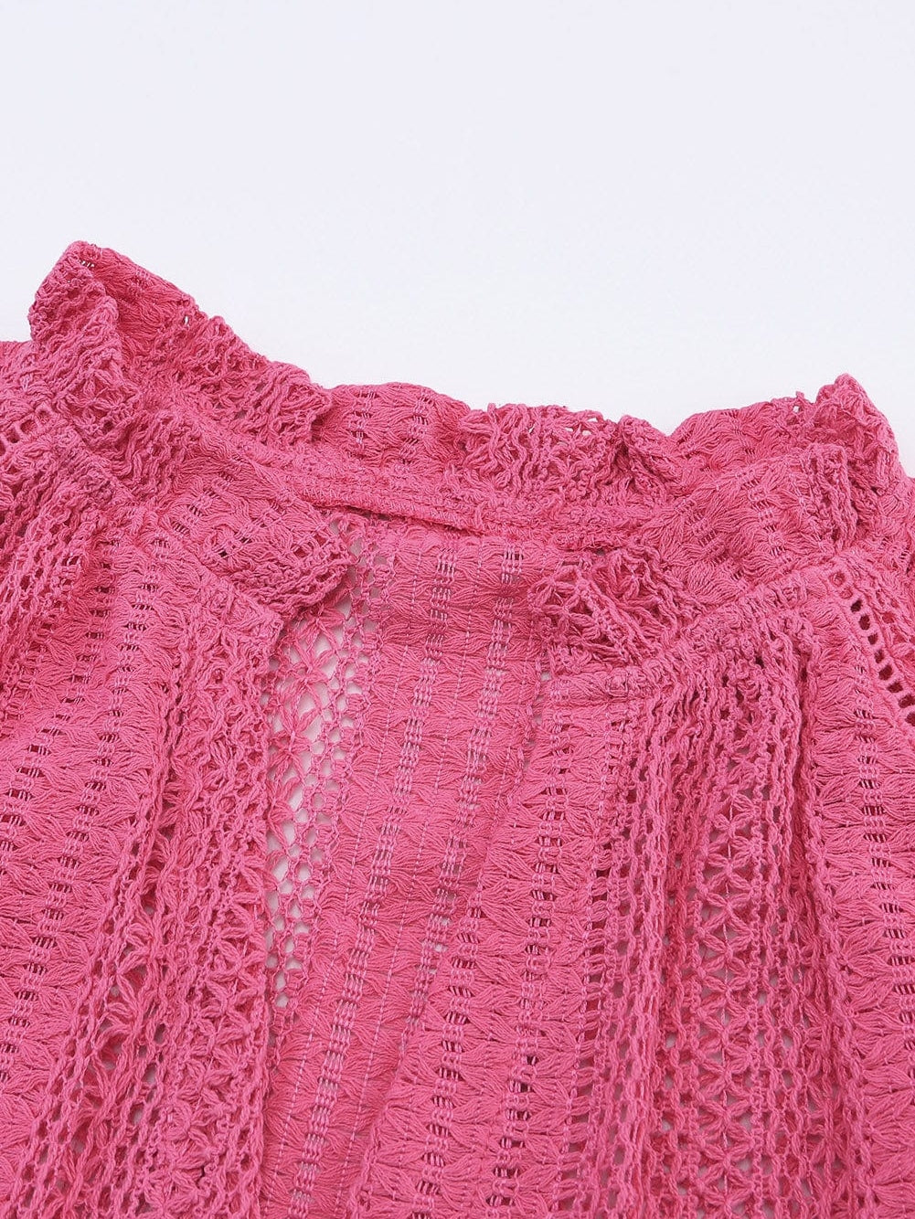 Elegant Pink Lace V-Neck Button-Up Blouse