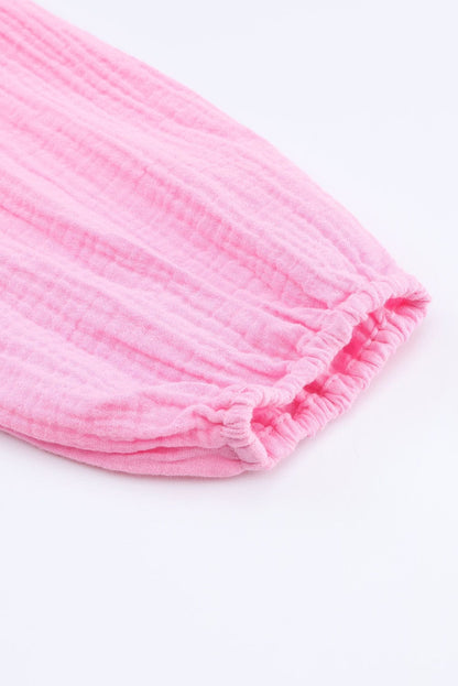 Elegant Pink Tiered Bubble Sleeve Mini Dress