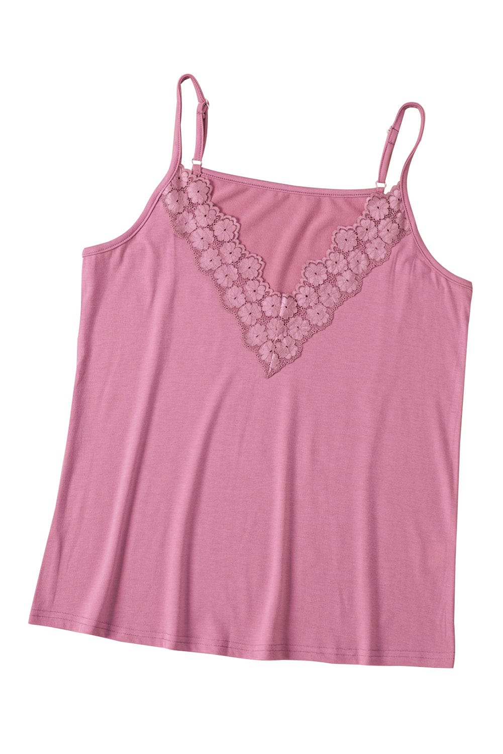 Elegant Pink V Neck Lace Camisole Top