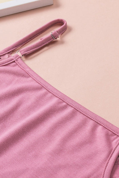 Elegant Pink V Neck Lace Camisole Top