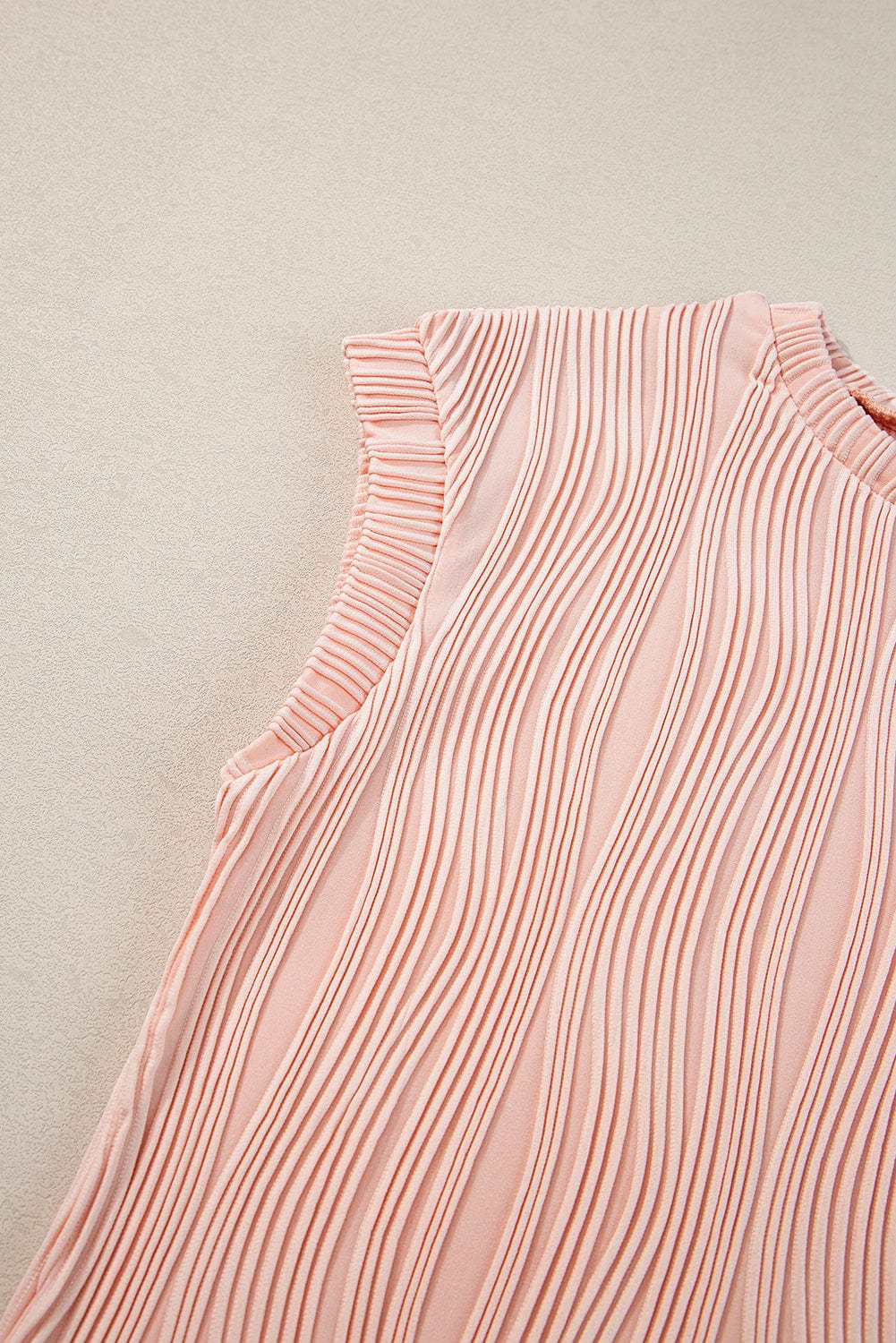 Elegant Pink Wavy Textured Short Sleeve Blouse