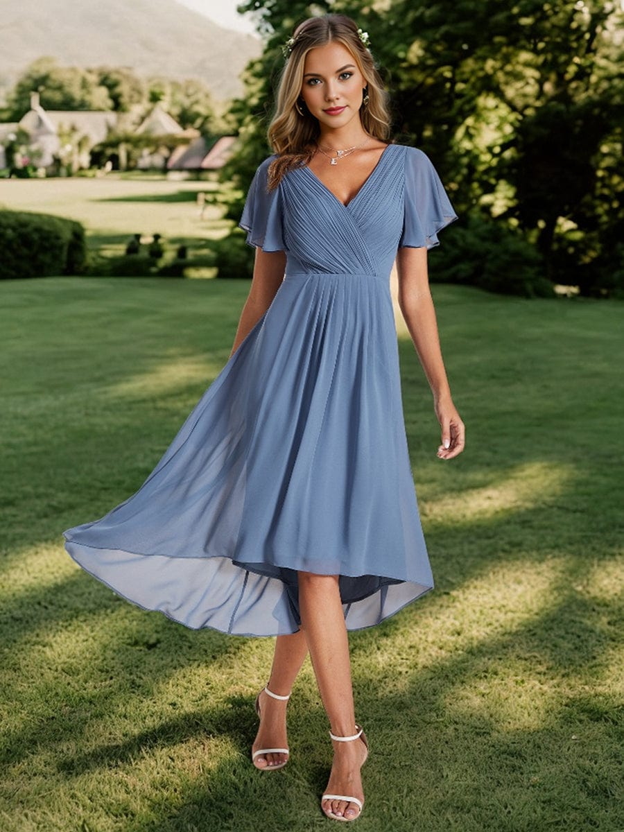 Elegant Pleated Chiffon Wedding Guest Dresses