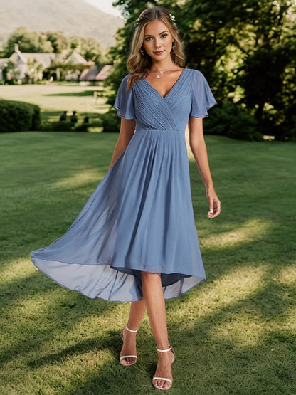 Elegant Pleated Chiffon Wedding Guest Dresses