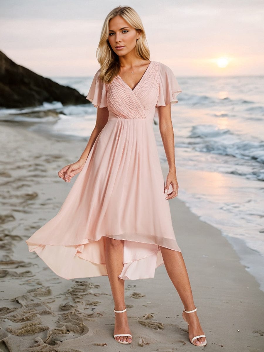 Elegant Pleated Chiffon Wedding Guest Dresses