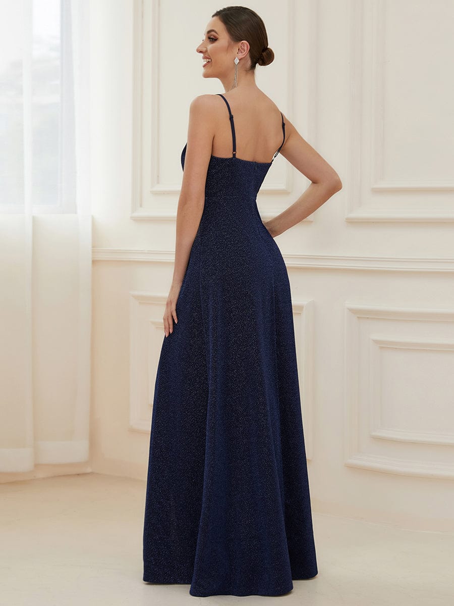 Elegant Pleated Spaghetti Strap Evening Gown
