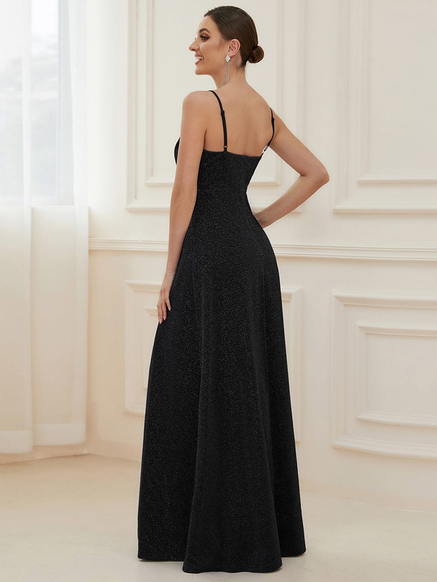 Elegant Pleated Spaghetti Strap Evening Gown