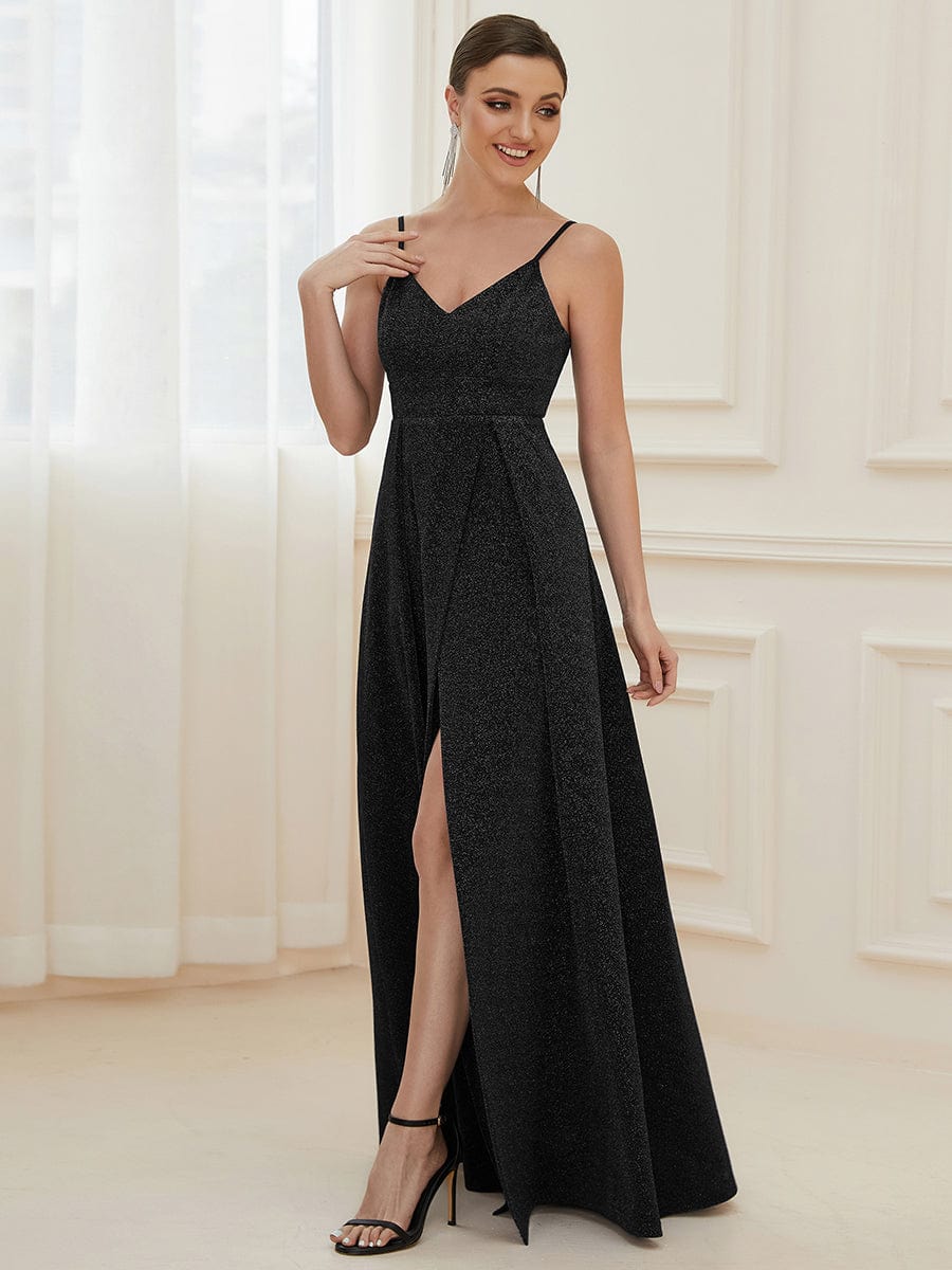 Elegant Pleated Spaghetti Strap Evening Gown