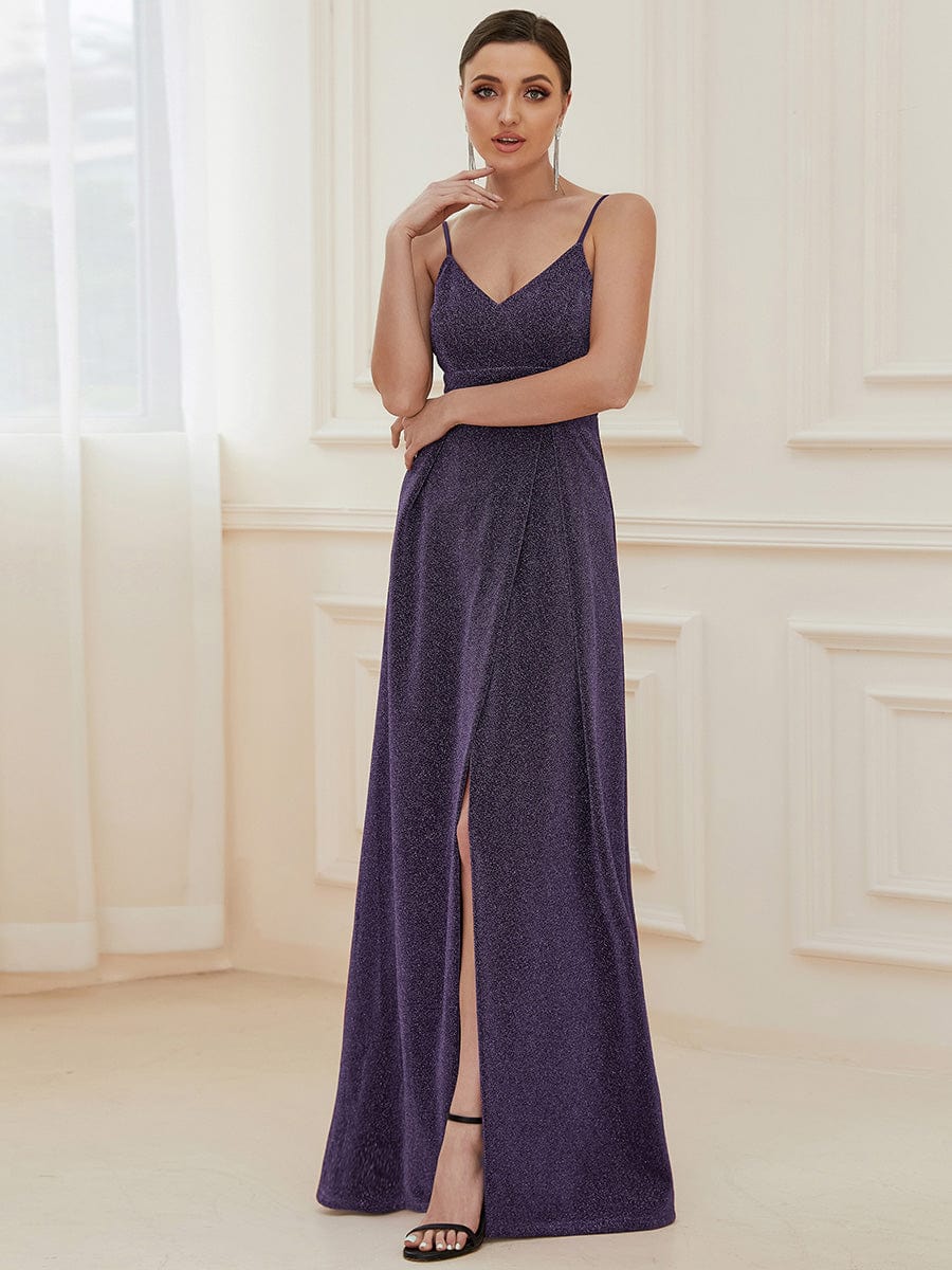Elegant Pleated Spaghetti Strap Evening Gown