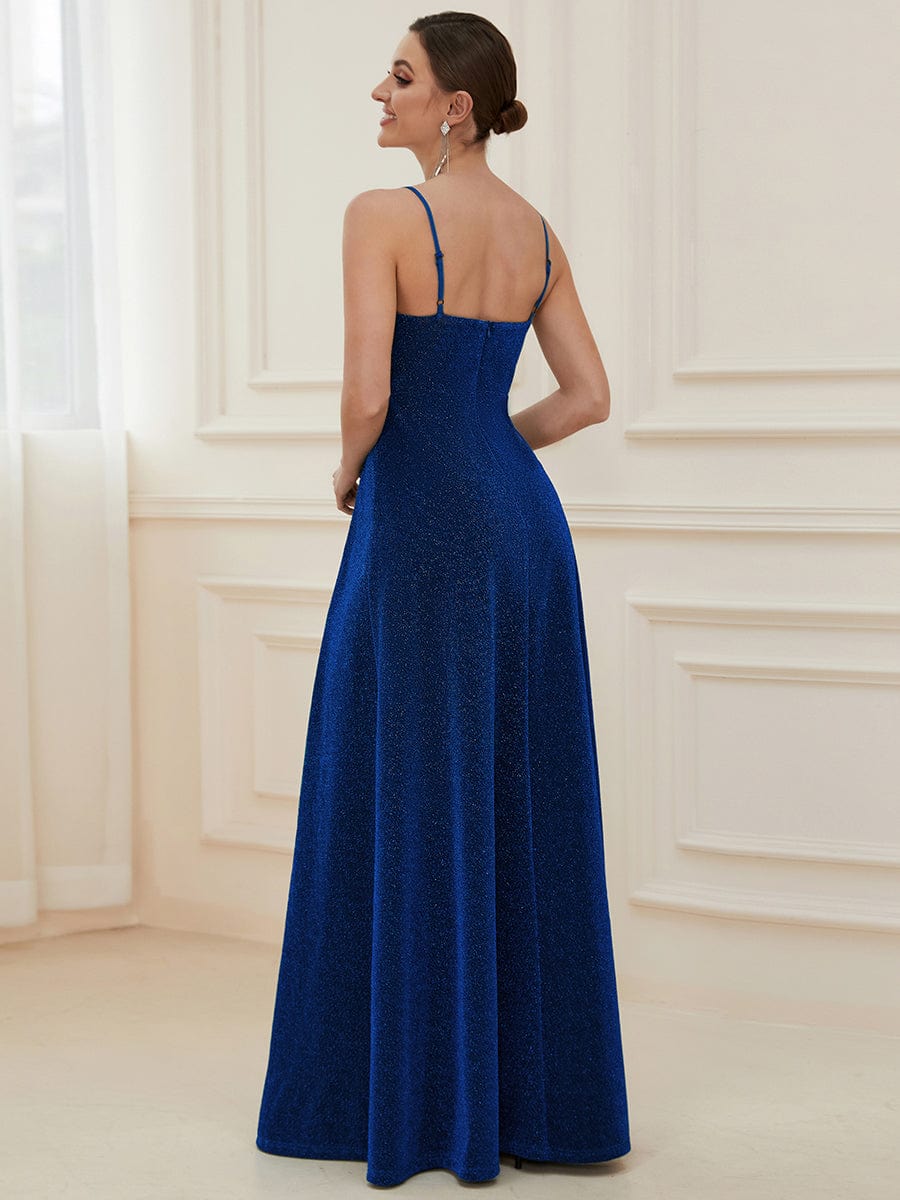 Elegant Pleated Spaghetti Strap Evening Gown
