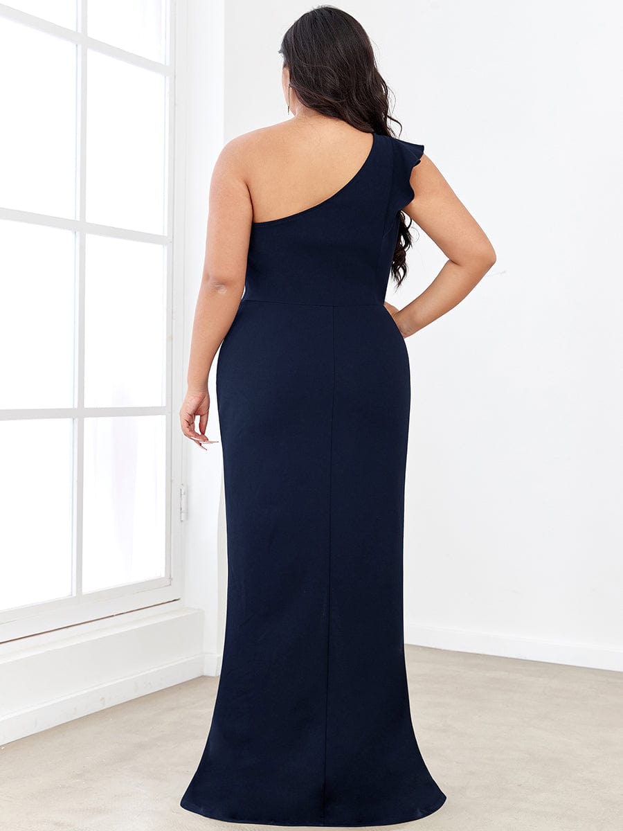 Elegant Plus Size Asymmetrical Shoulder Pencil Cocktail Gowns