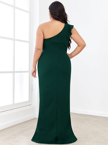 Elegant Plus Size Asymmetrical Shoulder Pencil Cocktail Gowns