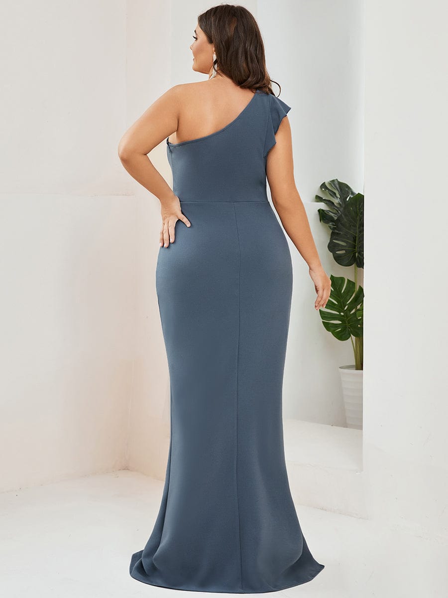Elegant Plus Size Asymmetrical Shoulder Pencil Cocktail Gowns