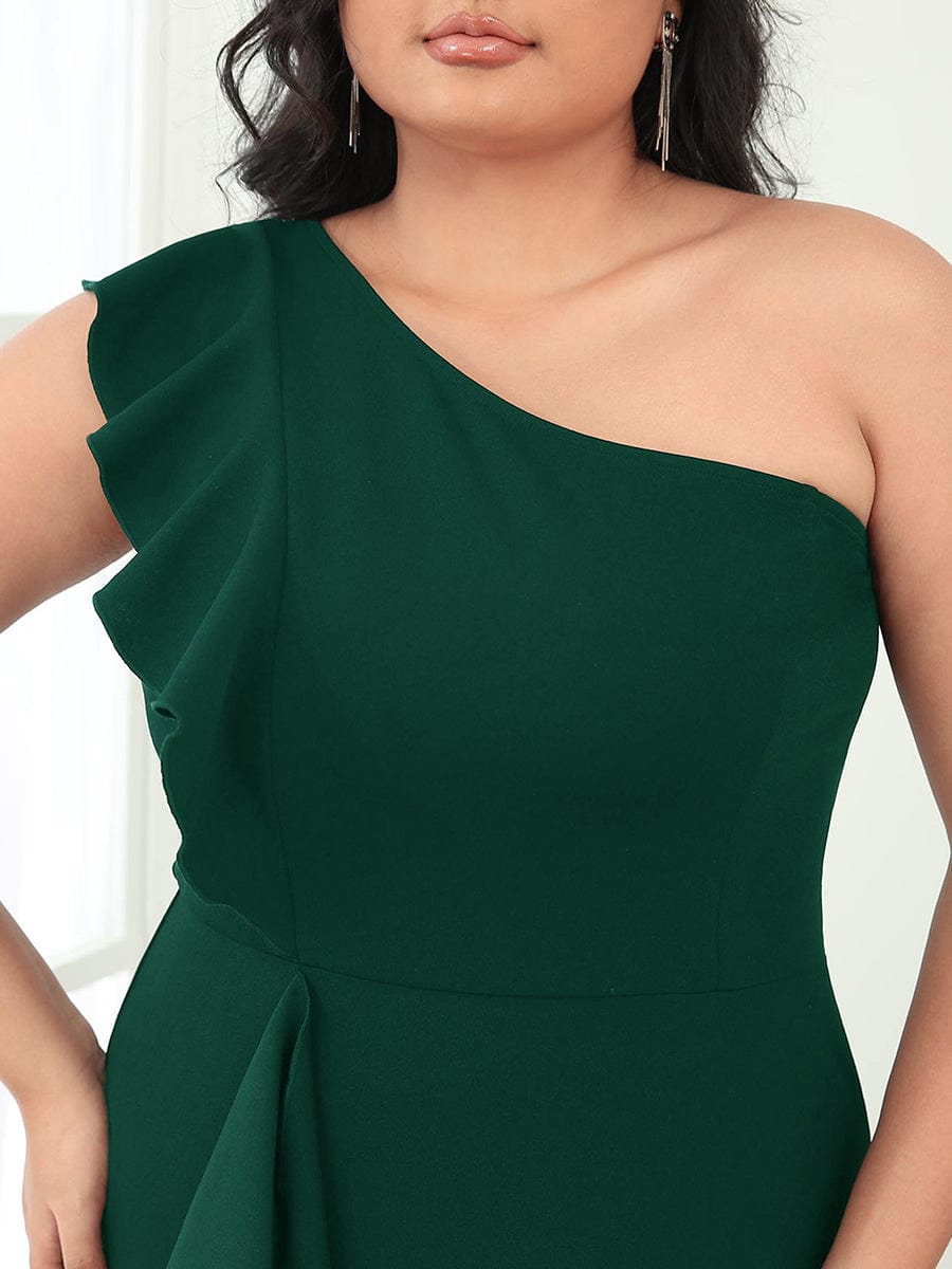 Elegant Plus Size Asymmetrical Shoulder Pencil Cocktail Gowns