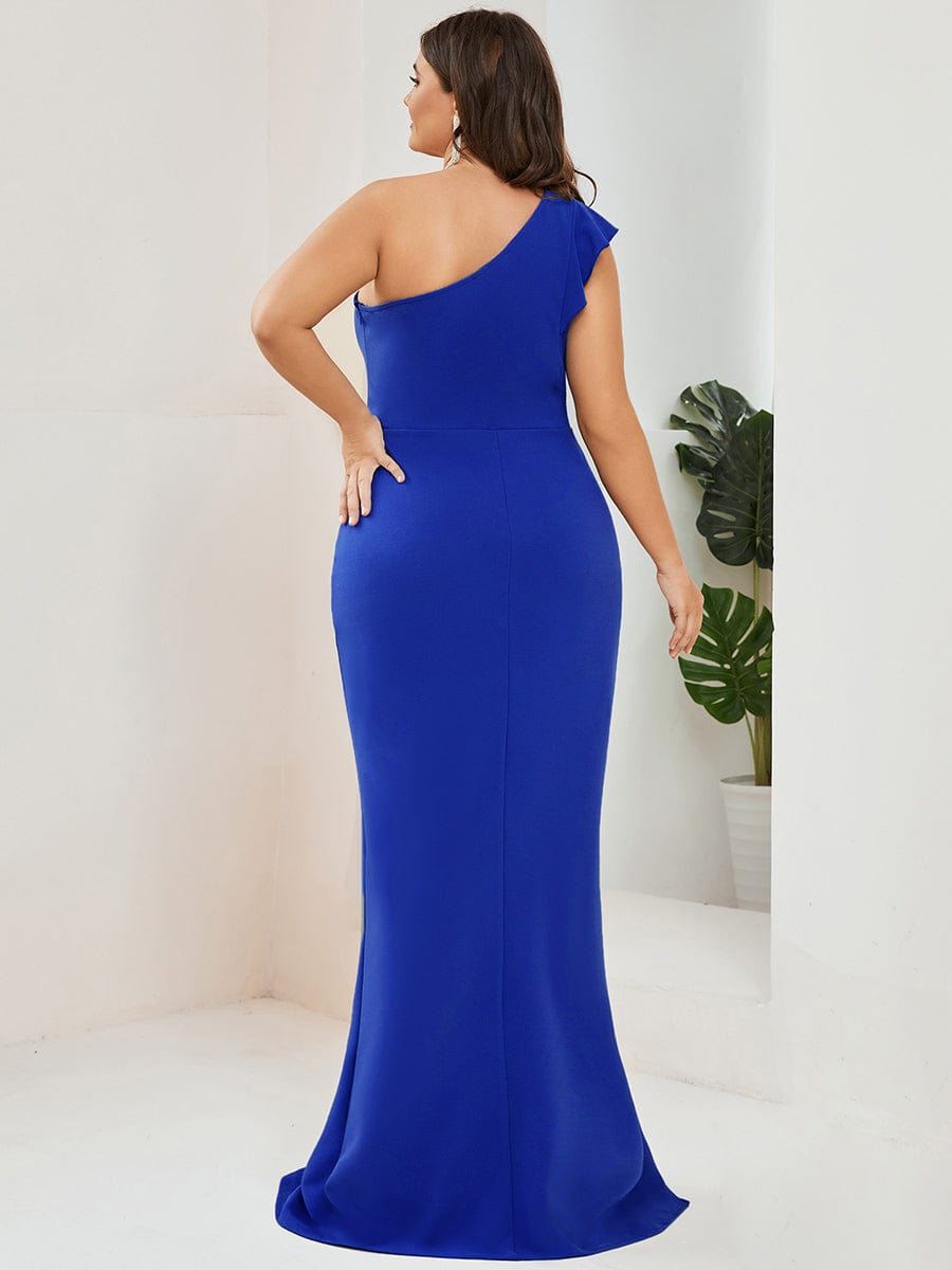 Elegant Plus Size Asymmetrical Shoulder Pencil Cocktail Gowns
