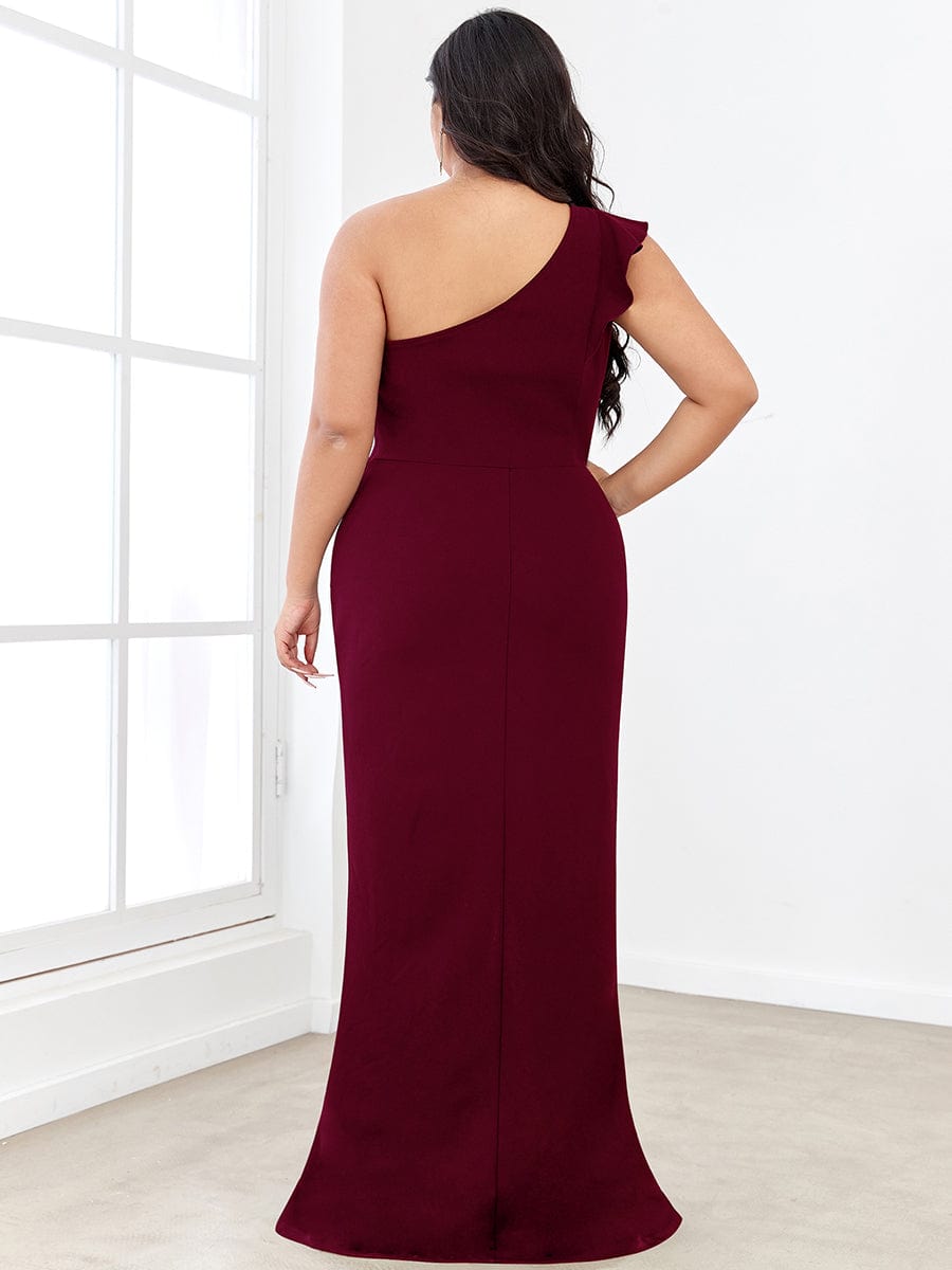 Elegant Plus Size Asymmetrical Shoulder Pencil Cocktail Gowns
